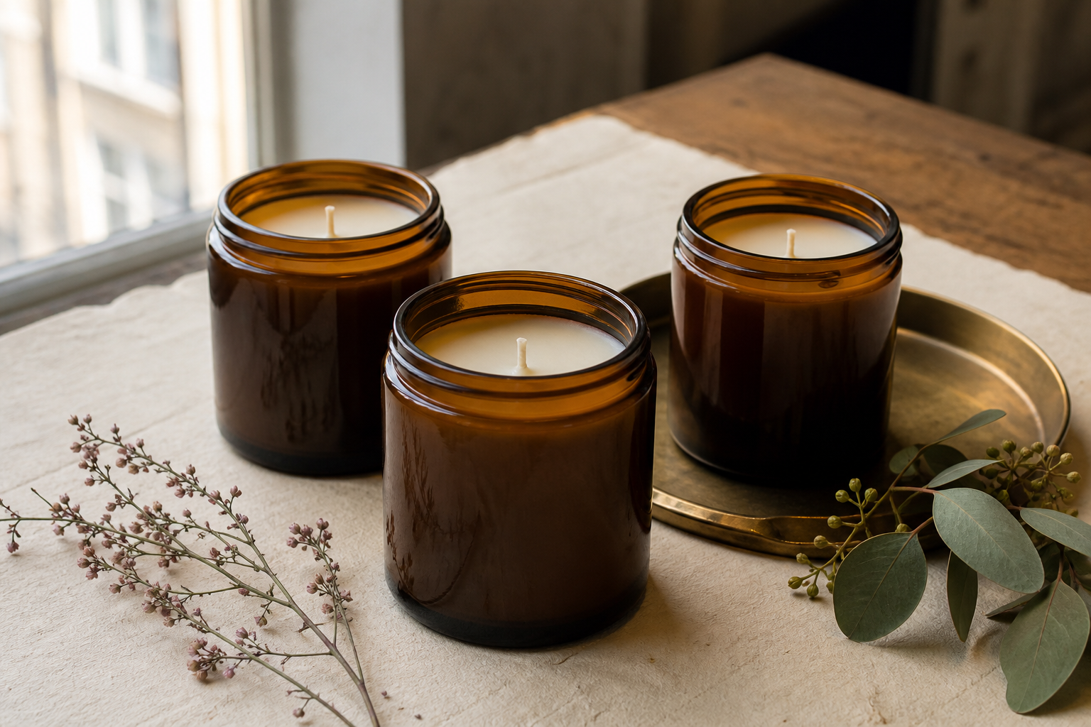 Amber glass candles